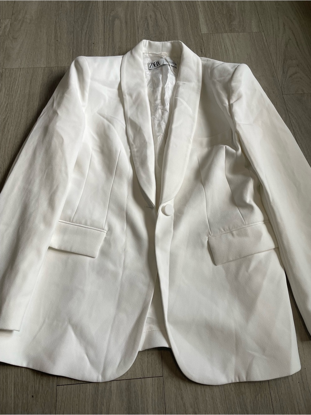 ZARA White Shawl Lapel Single-Button Blazer